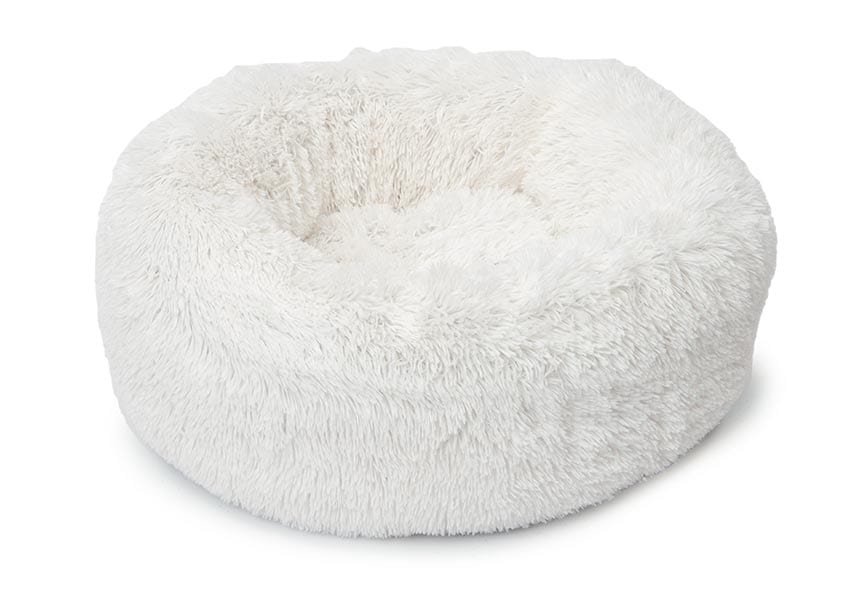 Cama redonda Fluffy para gatos color blanco, 60 cm